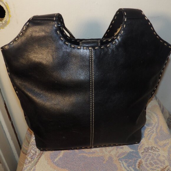 Vintage 90s Fossil Black Leather Hobo Bag #75032 - Picture 6 of 8